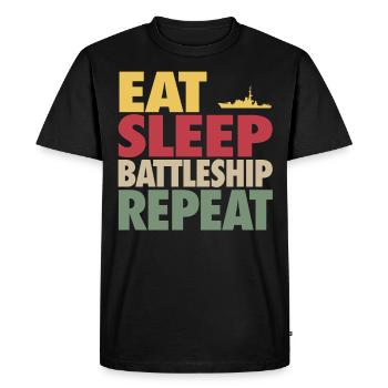 Eat Sleep Battleship Repeat VINTAGE EDITION - Men's Premium Organic T-Shirt - black - Front - Nico (187cm)