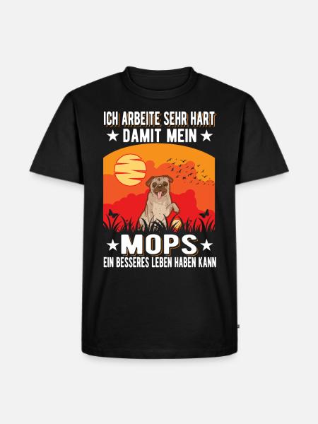 Mops Besseres Leben - Männer Premium Bio T-Shirt - Schwarz