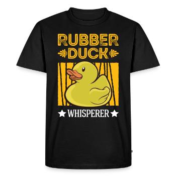Caoutchouc Canard Chuchoteur Gummiente - T-shirt Premium bio Homme - noir - Devant - Nico (187cm)