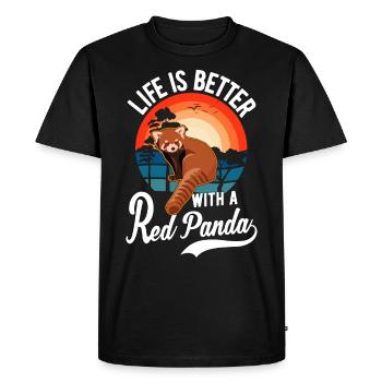 La vie est meilleure avec un panda roux roter panda - T-shirt Premium bio Homme - noir - Devant - Nico (187cm)