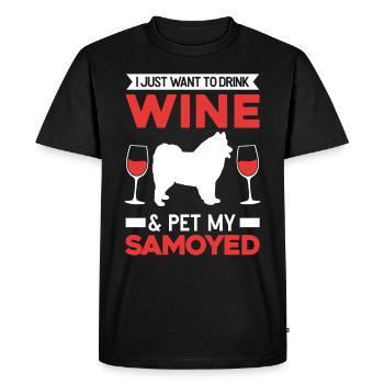 Samoyèdes et vin - T-shirt Premium bio Homme - noir - Devant - Nico (187cm)