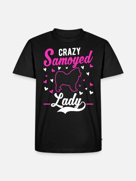 Crazy Samoyed lady Samojede - Männer Premium Bio T-Shirt - Schwarz