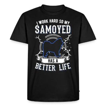 Chien de traîneau de travail Samoyède - T-shirt Premium bio Homme - noir - Devant - Nico (187cm)
