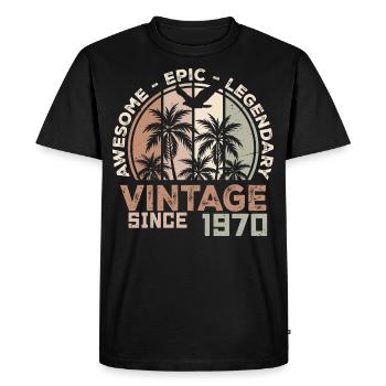 Né 1970 Cadeau d’anniversaire Années 1970 Millésime 1970 - T-shirt Premium bio Homme - noir - Devant - Nico (187cm)