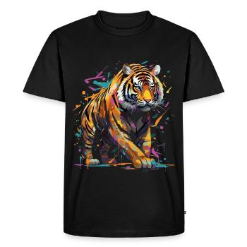 Tigre en colère. Fureur à la graffiti. - T-shirt Premium bio Homme - noir - Devant - Nico (187cm)