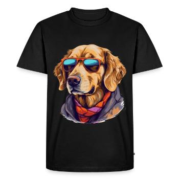 Golden retriever on the streets | Dog lovers - Men's Premium Organic T-Shirt - black - Front - Nico (187cm)