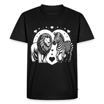 Leo et Zèbre Amour et amitié - T-shirt Premium bio Homme - noir - Devant - Nico (187cm)
