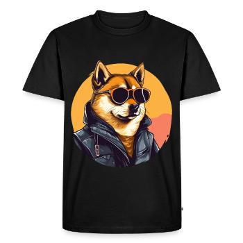 Chien Shiba | Graphisme streetwear - T-shirt Premium bio Homme - noir - Devant - Nico (187cm)