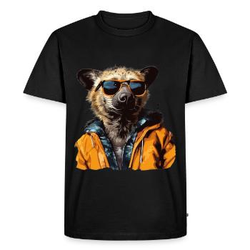 Street style spotted hyena | Hyena lovers - Men's Premium Organic T-Shirt - black - Front - Nico (187cm)
