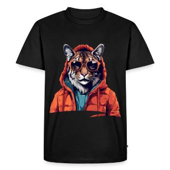 Style de rue lynx | Amoureux du lynx - T-shirt Premium bio Homme - noir - Devant - Nico (187cm)