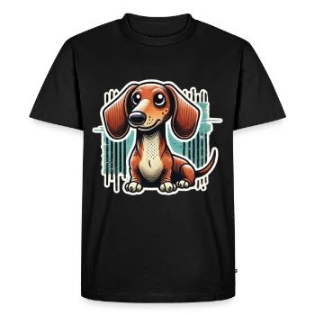 Teckel mignon style bande dessinée Chien teckel - T-shirt Premium bio Homme - noir - Devant - Nico (187cm)