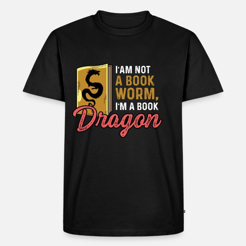 Drache buchen Studentenscholar Gift - Männer Premium Bio T-Shirt - Schwarz