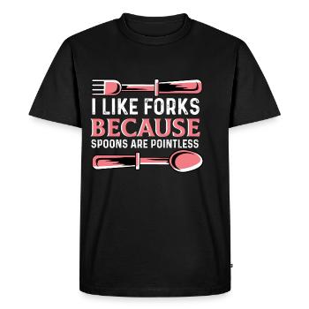 Spoons are pointless Special Gift - Men's Premium Organic T-Shirt - black - Front - Nico (187cm)