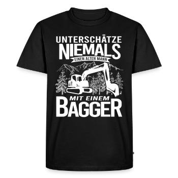 Les dragueurs ne sous-estiment jamais un vieil homme - T-shirt Premium bio Homme - noir - Devant - Nico (187cm)