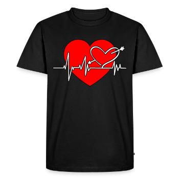 Coeur coeur EKG coeur ligne avec partenaire amour flèche - T-shirt Premium bio Homme - noir - Devant - Nico (187cm)