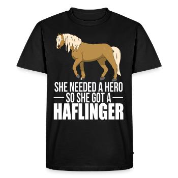 Poulain Haflinger Kohlfuchs T-shirt Haflinger - T-shirt Premium bio Homme - noir - Devant - Nico (187cm)
