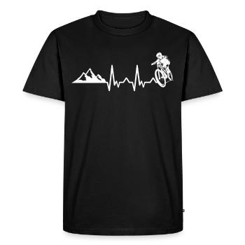 heartbeat mountains bicycle bike downhill gift - Men's Premium Organic T-Shirt - black - Front - Nico (187cm)