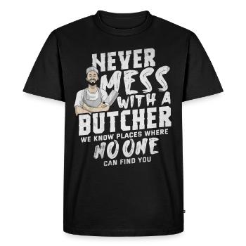 Butcher meat butcher sausage gift - Men's Premium Organic T-Shirt - black - Front - Nico (187cm)