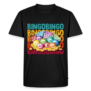 Bingo numéro porte-bonheur loto cadeau grand-père grand-mère - T-shirt Premium bio Homme - noir - Devant - Nico (187cm)