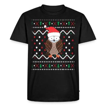 Noël laid hibou - T-shirt Premium bio Homme - noir - Devant - Nico (187cm)