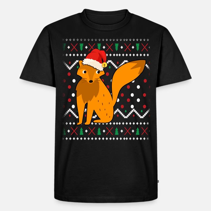 Fuchs Ugly Christmas - Männer Premium Bio T-Shirt - Schwarz