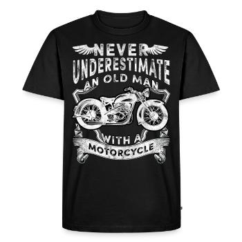 Moto retraité grand-père moto vélo MC capot - T-shirt Premium bio Homme - noir - Devant - Nico (187cm)