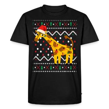 Noël laid girafe - T-shirt Premium bio Homme - noir - Devant - Nico (187cm)