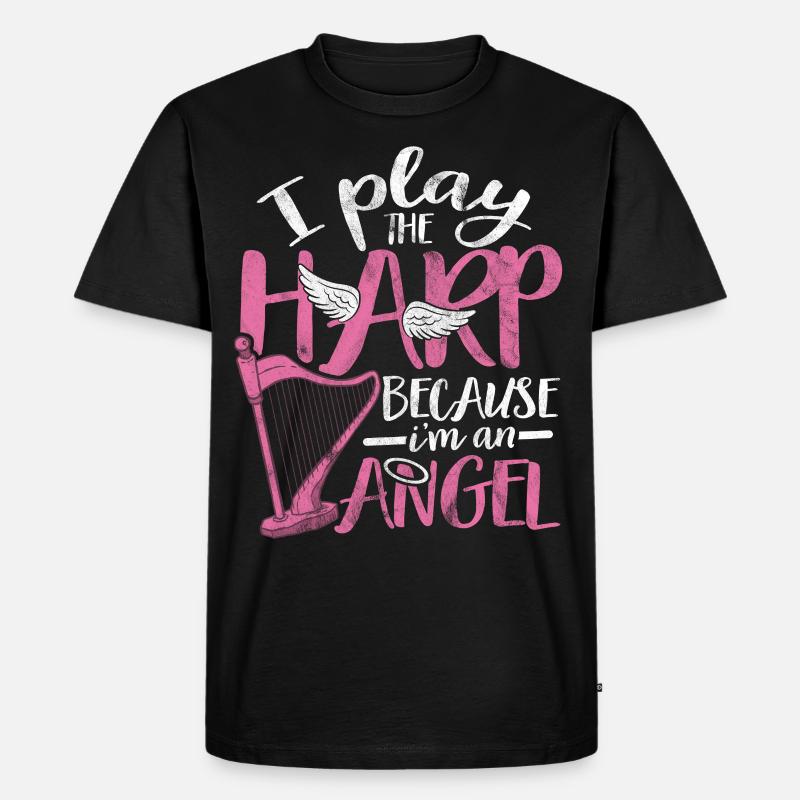 Harfe - Männer Premium Bio T-Shirt - Schwarz