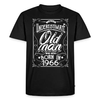 1966 year of birth born in present from Bursdag grandpa - Men's Premium Organic T-Shirt - black - Front - Nico (187cm)