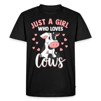 Vaches fille vache boeuf vache laitière fermier vache veaux - T-shirt Premium bio Homme - noir - Devant - Nico (187cm)