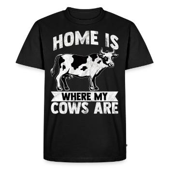 Vache moo boeuf lait fermier ferme des animaux - T-shirt Premium bio Homme - noir - Devant - Nico (187cm)