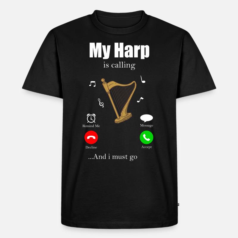 Harfe - Männer Premium Bio T-Shirt - Schwarz