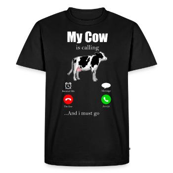 Vache moo boeuf lait fermier ferme des animaux - T-shirt Premium bio Homme - noir - Devant - Nico (187cm)