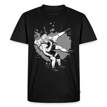 Lutte tshirt grappling bagues cadeau pinfall - T-shirt Premium bio Homme - noir - Devant - Nico (187cm)