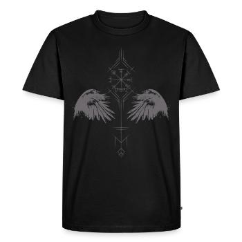 Viking Compass Odin Raven Vegvisir Hugin Munin - Men's Premium Organic T-Shirt - black - Front - Nico (187cm)