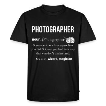 Photographe - T-shirt Premium bio Homme - noir - Devant - Nico (187cm)