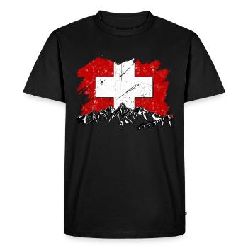 Suisse Drapeau Zurich Bern Alpen Suisse - T-shirt Premium bio Homme - noir - Devant - Nico (187cm)
