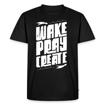 Awake pray creator - Men's Premium Organic T-Shirt - black - Front - Nico (187cm)