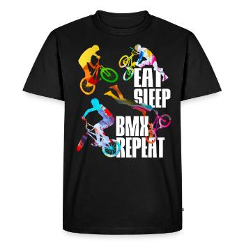 BMX Cascade Freestyle Vélo Vélo Halfpipe Vélo - T-shirt Premium bio Homme - noir - Devant - Nico (187cm)
