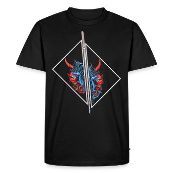 Japon Anime Masque Design Samurai Oni Monster - T-shirt Premium bio Homme - noir - Devant - Nico (187cm)