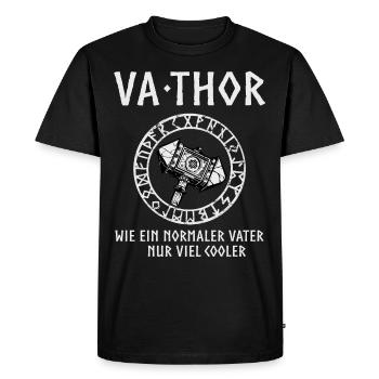 Vathor Va-Thor Père Thor Hammer Viking Papa Papa - T-shirt Premium bio Homme - noir - Devant - Nico (187cm)