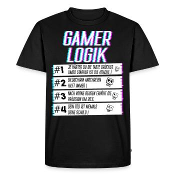 Gamer Logik beim Zocken Gaming Spieler Zocker - Männer Premium Bio T-Shirt - Schwarz - Vorne - Nico (187cm)