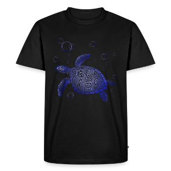Tortue Détendue Chill Mer Océan Plage - T-shirt Premium bio Homme - noir - Devant - Nico (187cm)