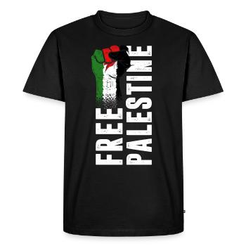 Palestine Tshirt Hommes Enfants Femmes Palestine - T-shirt Premium bio Homme - noir - Devant - Nico (187cm)