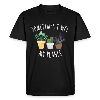Hobby Jardinier Arroser les plantes Jeu de mots Drôle - T-shirt Premium bio Homme - noir - Devant - Nico (187cm)