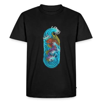 Poisson koi japonais Orange violet - T-shirt Premium bio Homme - noir - Devant - Nico (187cm)