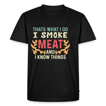 Je fume un cadeau d’amateur de viande - T-shirt Premium bio Homme - noir - Devant - Nico (187cm)