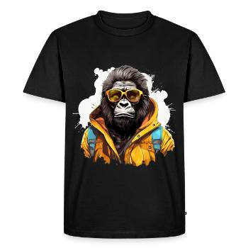 Roi de la jungle urbaine. Gorille dans le style graffiti. - T-shirt Premium bio Homme - noir - Devant - Nico (187cm)