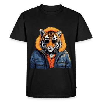 Tigre style graffiti | Amoureux du tigre - T-shirt Premium bio Homme - noir - Devant - Nico (187cm)