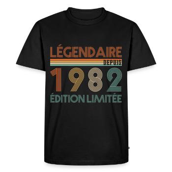 Légendaire Depuis 1982 - T-shirt Premium bio Homme - noir - Devant - Nico (187cm)